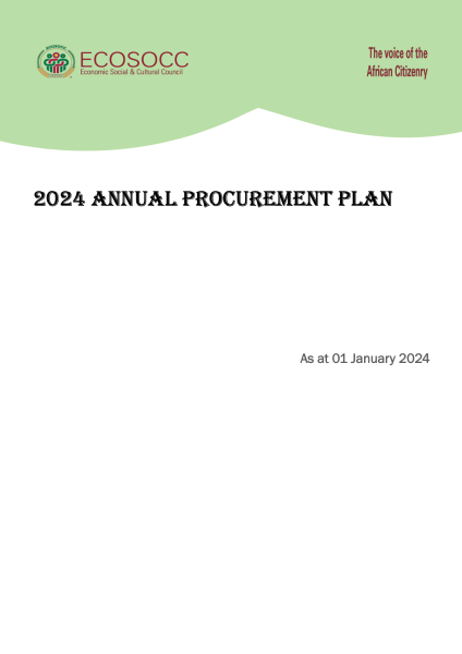2024 ECOSOCC Annual Procurement Plan